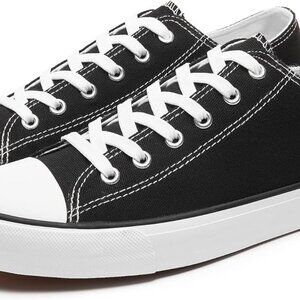 Yageyan Men's Canvas Low Top Sneakers Black and White - US Size 10 - Used